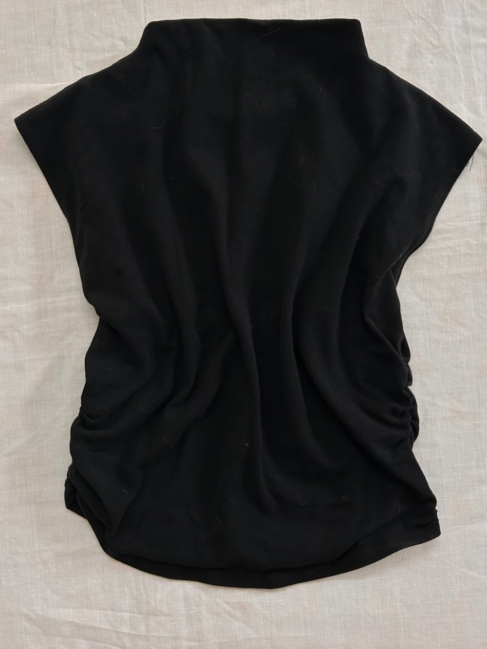 Reformation Black Mock Neck Ruched-Side Tank